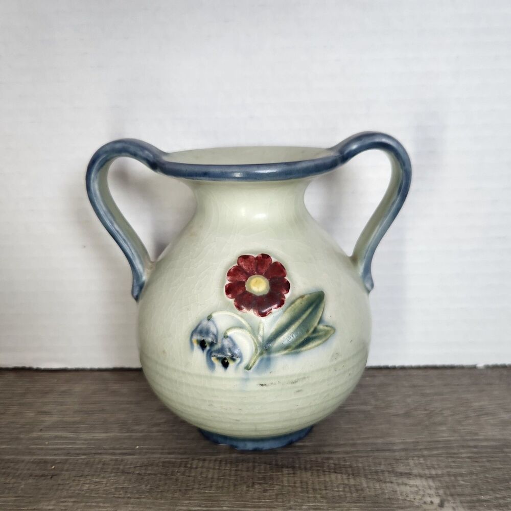 Gertrud Lönegren At Rörstrand Handmålad Sweden Art Pottery Floral Vase 1930s - Picture 2 of 7